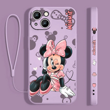 Coque iPhone Mickey et Minnie Disney - Coque de haute protection avec cordon en cadeau