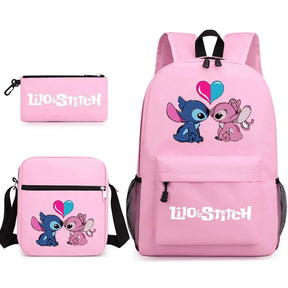 Sac à Dos Enfant Stitch Amoureux - Avec Boîte à Lunch et Trousse Offertes - Adorable en Forme de Sac à Dos