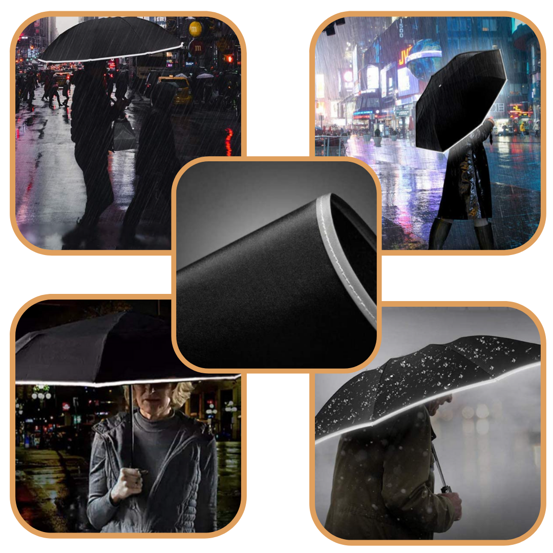 Parapluie inversé LED à bandes réfléchissantes