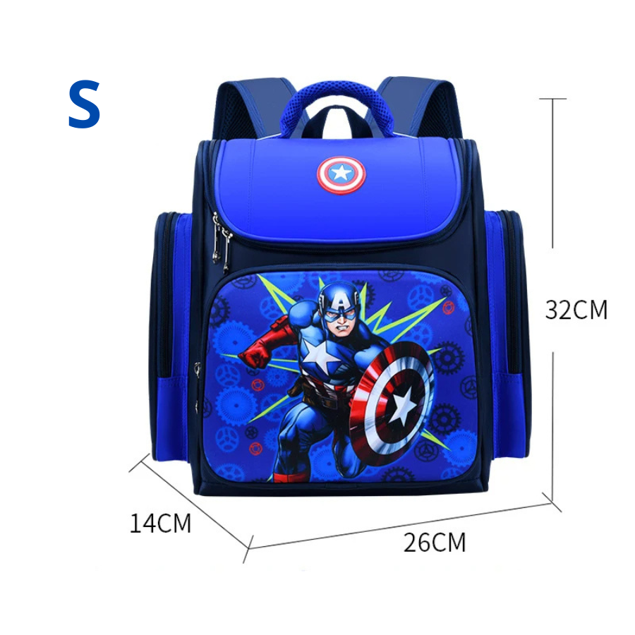 Sac à dos Enfant Premium de Grande Capacité Super Héros - Captain America et Spider-Man