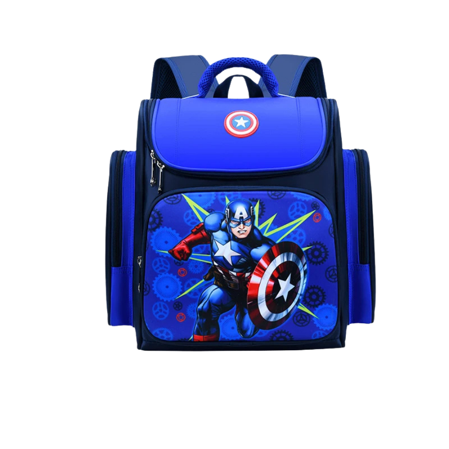 Sac à dos Enfant Premium de Grande Capacité Super Héros - Captain America et Spider-Man