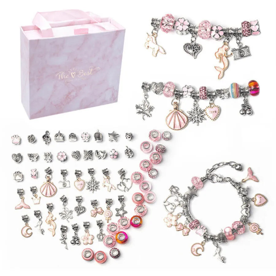 Kit de bracelet et charms pour enfants avec 64 pièces - Un bijou qui est un jeu amusant pour votre fille