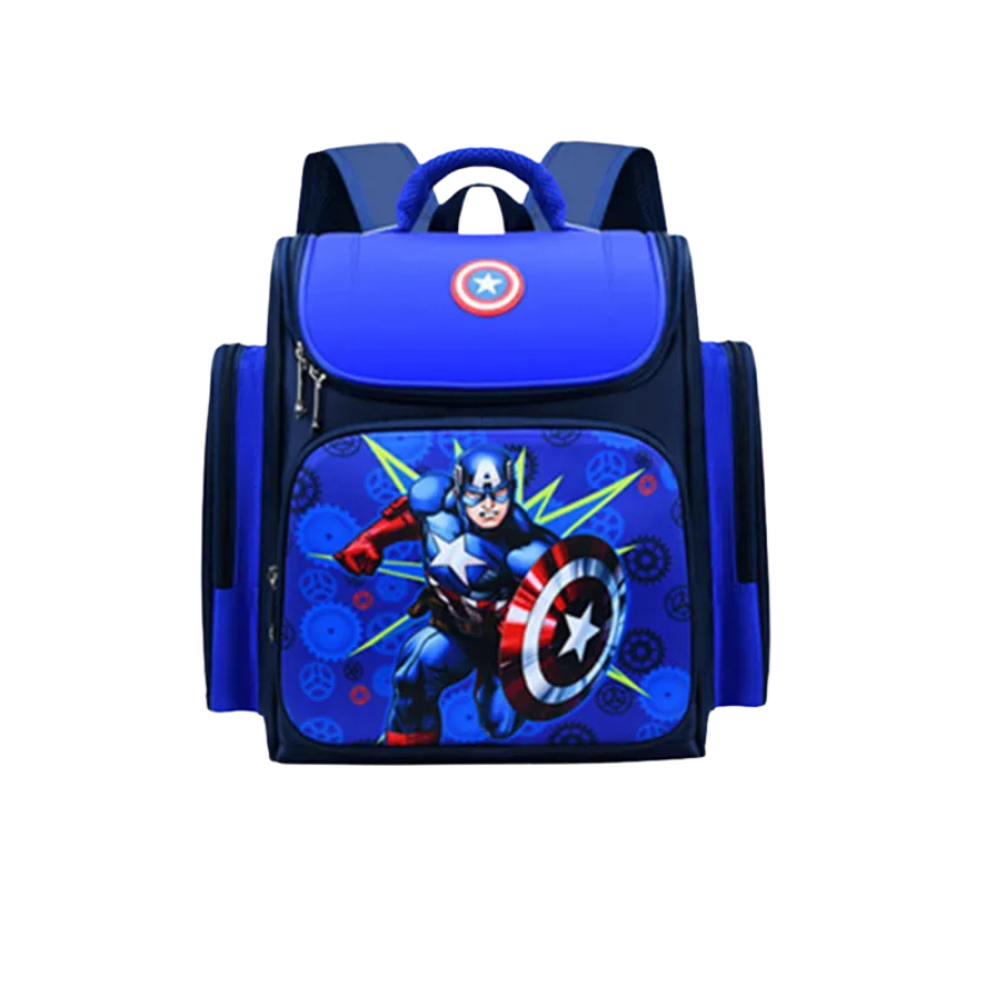 Sac à dos Enfant Premium de Grande Capacité Super Héros - Captain America et Spider-Man