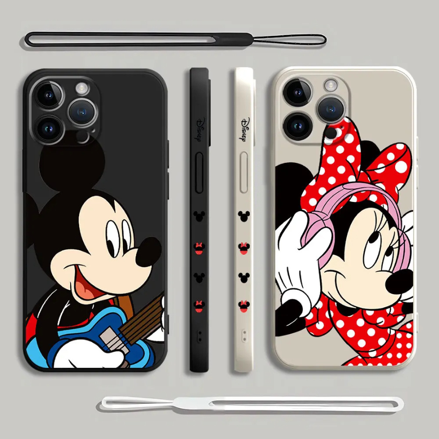 Coque iPhone Couple Mickey et Minnie Musiciens - Étui de Haute Protection avec Cordon Offert