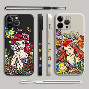 Coque iPhone Princesse Ariel - Étui de Haute Protection avec Cordon Offert