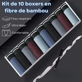 Kit de 10 Boxers en Fibre de Bambou - Légers et Confortables