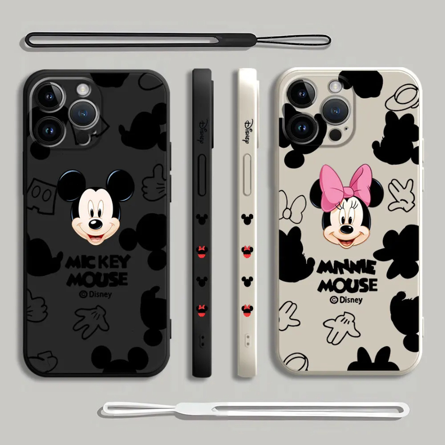 Coque iPhone Mickey Mouse et Minnie - Étui de Haute Protection avec Cordon Offert