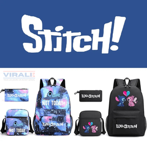 Sac à Dos Enfant Stitch Amoureux - Avec Boîte à Lunch et Trousse Offertes - Adorable en Forme de Sac à Dos