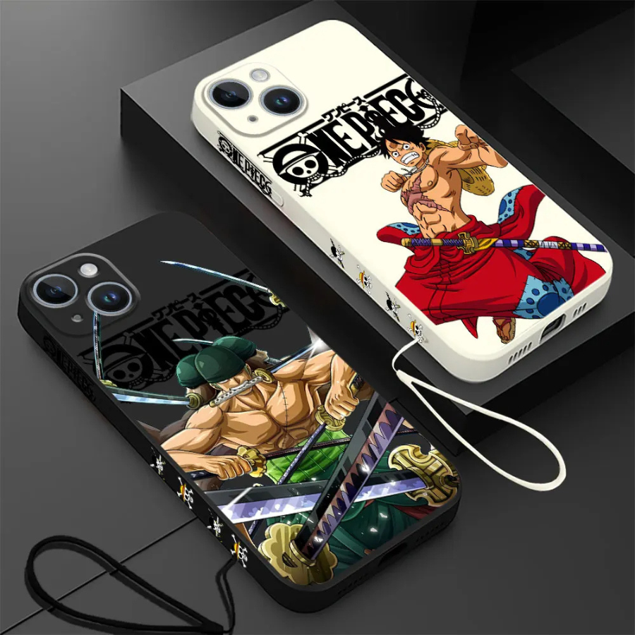 Coque iPhone One Piece Luffy et Zoro - Coque Haute Protection avec Cordonnette Offerte