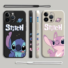 Coque iPhone Couple Stitch et Angel - Coque de Haute Protection avec Cordonnette Offerte