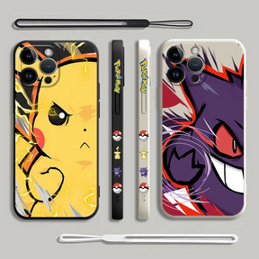 Coque iPhone Pokémon Pikachu et Gengar - Coque de Haute Protection avec Cordonnette Offerte