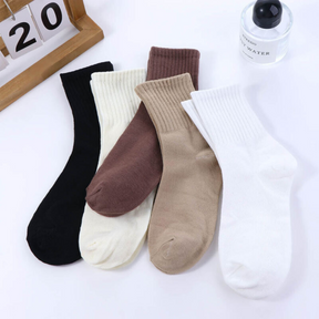 Lot de 5 Paires de Chaussettes Unies, Chaussettes Confortables Mi-Mollet, Mode Casual pour Usage Quotidien en Extérieur