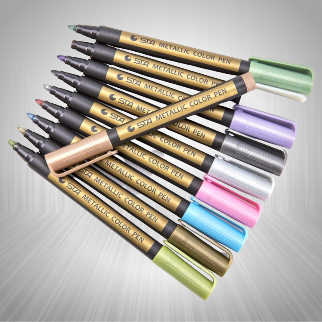 Stylos marqueurs couleurs effet métallique (Pack de 10 stylos)