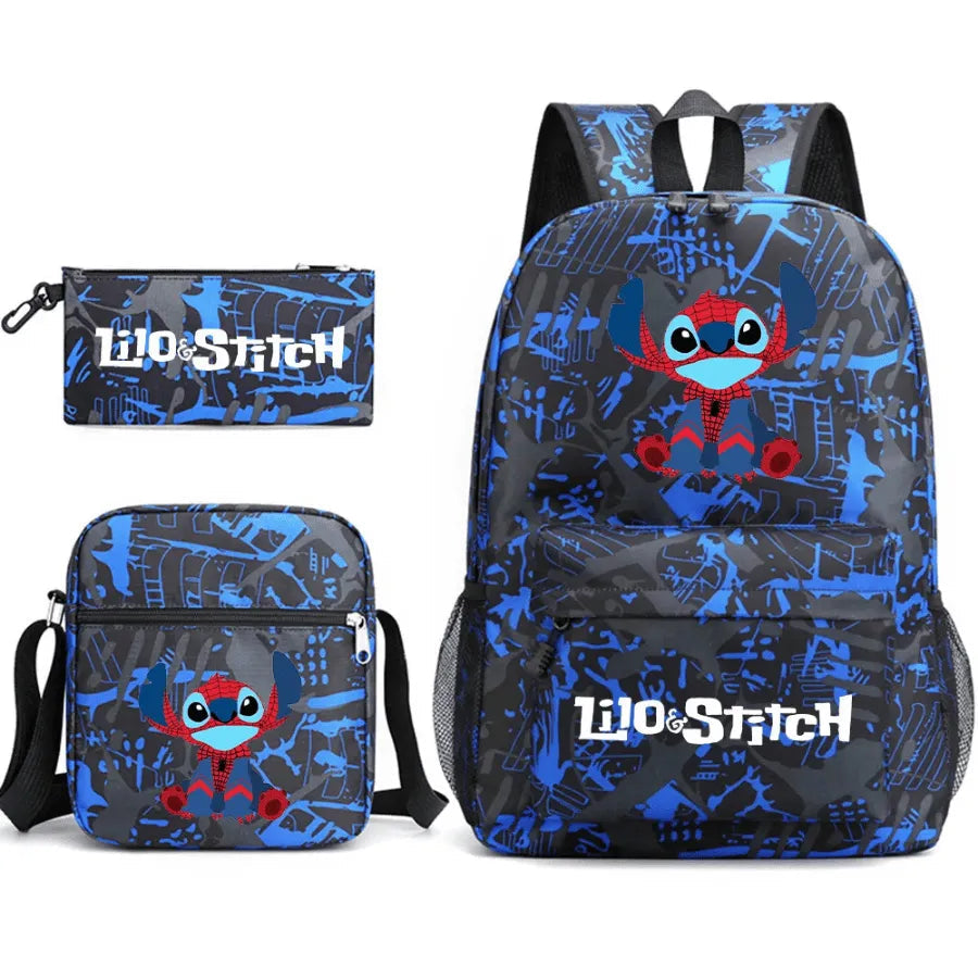 Sac à Dos Enfant Stitch Amoureux - Avec Boîte à Lunch et Trousse Offertes - Adorable en Forme de Sac à Dos