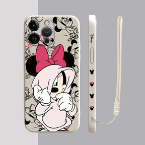 Housse iPhone Mickey et Minnie en Sweat - Coque de Haute Protection avec Cordons Offerts