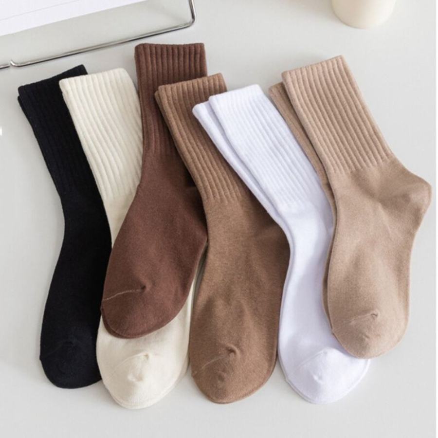 Lot de 5 Paires de Chaussettes Unies, Chaussettes Confortables Mi-Mollet, Mode Casual pour Usage Quotidien en Extérieur