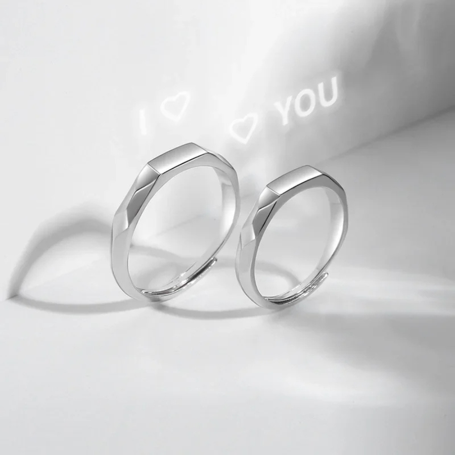 Bague de Couple Ensemble Réfléchissent I Love You