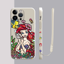 Coque iPhone Princesse Ariel - Étui de Haute Protection avec Cordon Offert