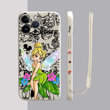 Coque iPhone Ariel et Clochette - Coque Haute Protection avec Cordonnette Offerte