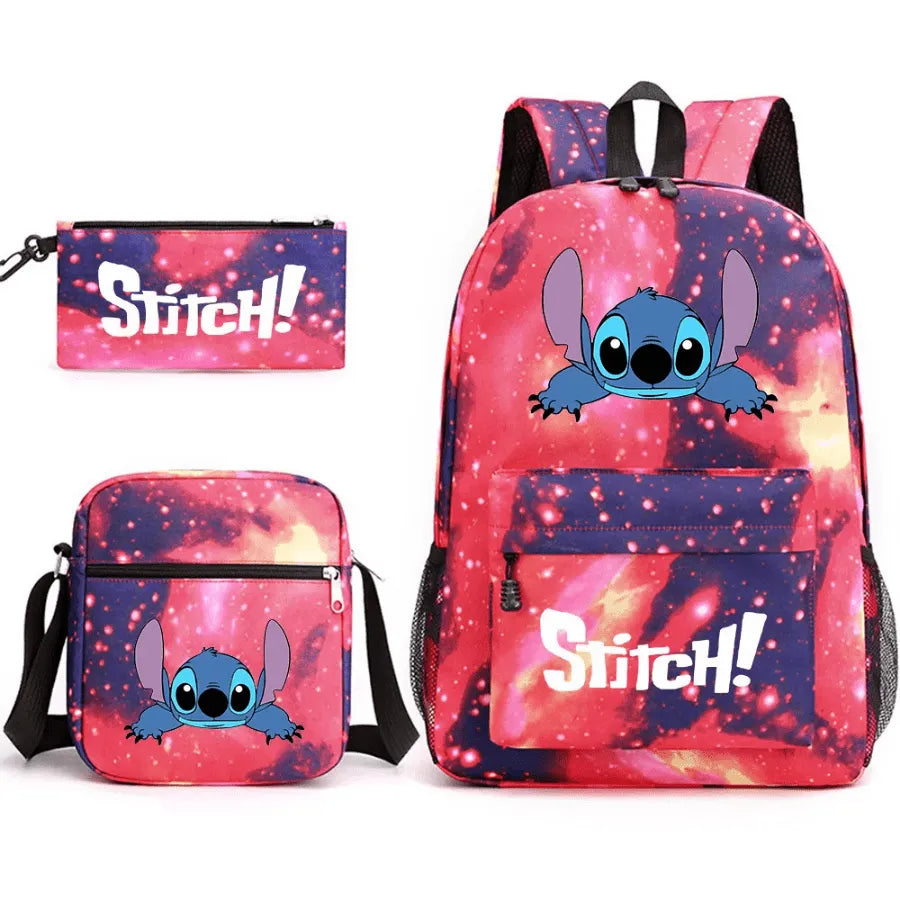 Sac à Dos Enfant Stitch Amoureux - Avec Boîte à Lunch et Trousse Offertes - Adorable en Forme de Sac à Dos