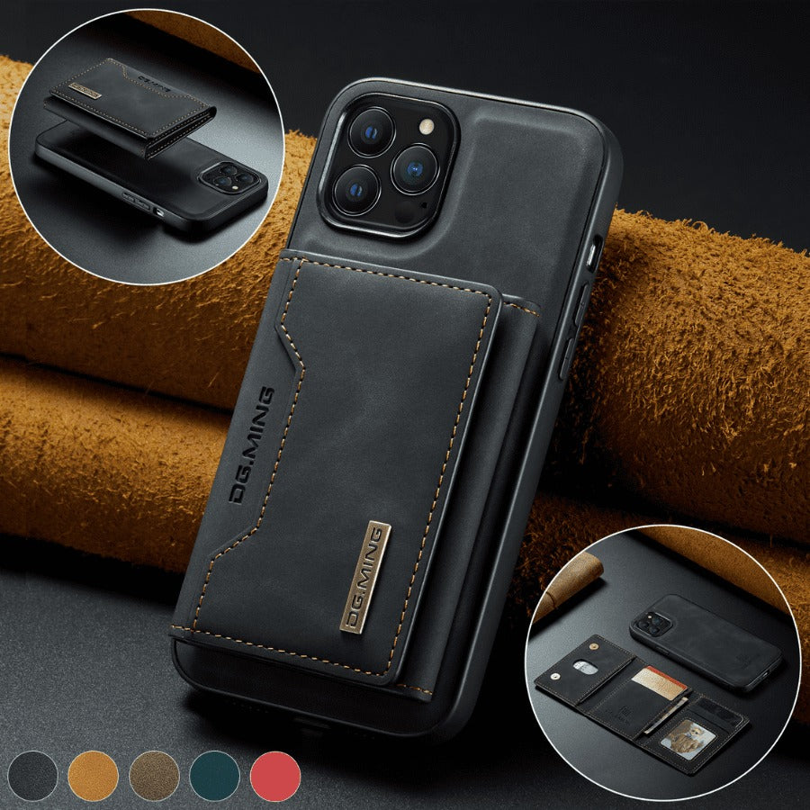 Ensemble Magnétique Portefeuille en Cuir Slim + Coque en Cuir pour iPhone - [PROMOTION 2 EN 1 50% DE RÉDUCTION]