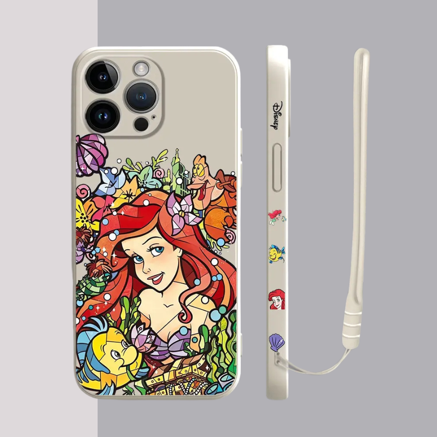 Coque iPhone Princesse Ariel - Étui de Haute Protection avec Cordon Offert