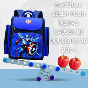 Sac à dos Enfant Premium de Grande Capacité Super Héros - Captain America et Spider-Man