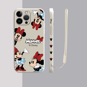 Coque iPhone Couple Disney Mickey et Minnie - Étui de Haute Protection avec Cordonnette Offerte