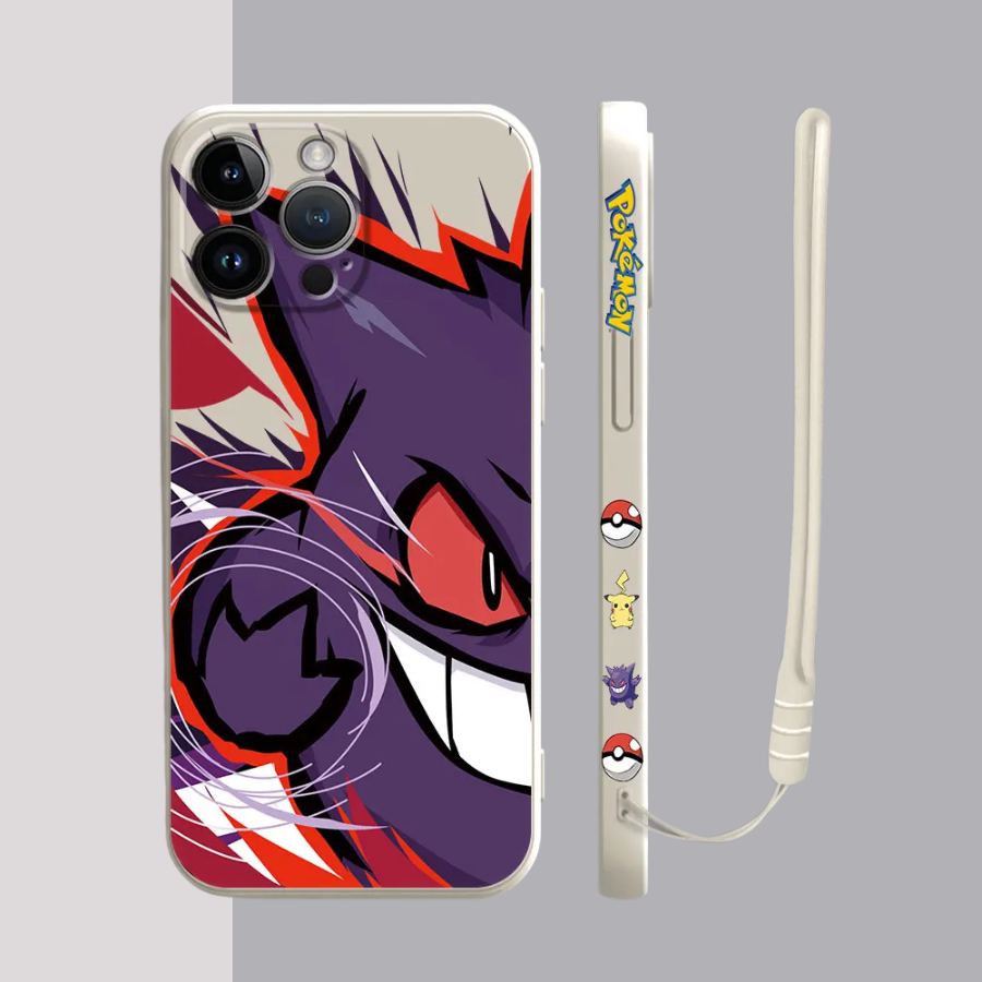 Coque iPhone Pokémon Pikachu et Gengar - Coque de Haute Protection avec Cordonnette Offerte