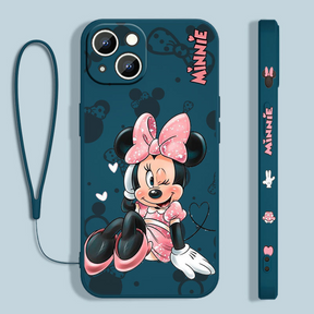 Coque iPhone Mickey et Minnie Disney - Coque de haute protection avec cordon en cadeau