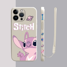 Coque iPhone Couple Stitch et Angel - Coque de Haute Protection avec Cordonnette Offerte