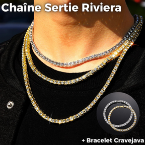 Chaîne Sertie Riviera + Bracelet Offert