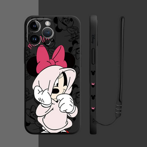 Housse iPhone Mickey et Minnie en Sweat - Coque de Haute Protection avec Cordons Offerts