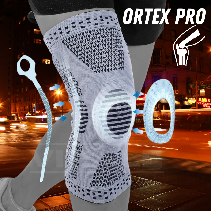 Genouillère de Compression Ortex Pro - Avec Stabilisateur Rotulien en Gel et Tige Métallique de Soutien Latéral [Promotion de Lancement 50% DE RÉDUCTION JUSQU'À AUJOURD'HUI SEULEMENT]