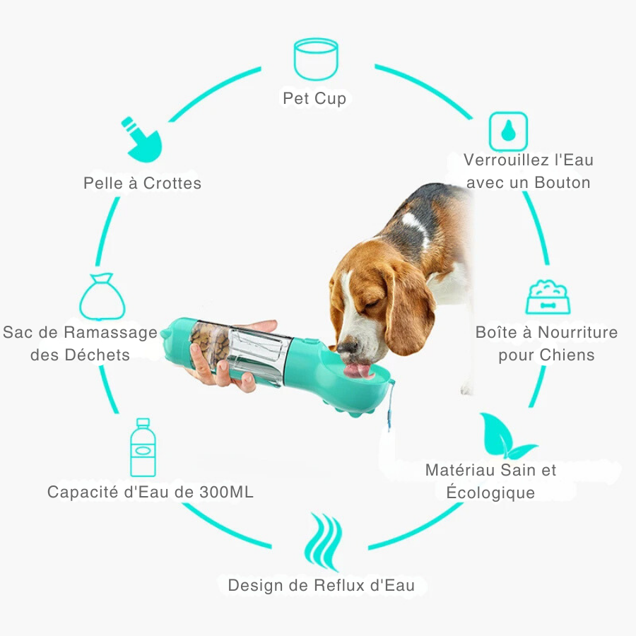 Bouteille et Distributeur de Nourriture pour Animaux - Votre Animal Sans Faim et Sans Soif