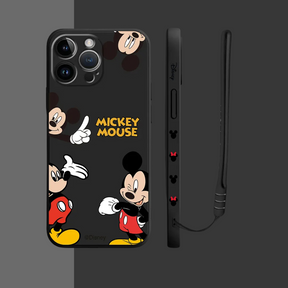 Coque iPhone Couple Disney Mickey et Minnie - Étui de Haute Protection avec Cordonnette Offerte