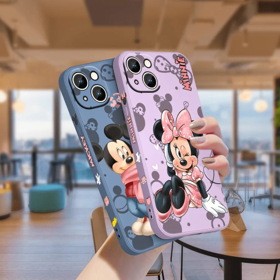 Coque iPhone Mickey et Minnie Disney - Coque de haute protection avec cordon en cadeau