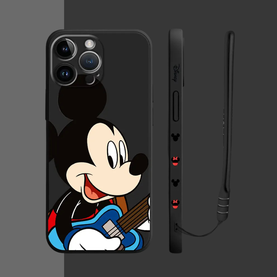 Coque iPhone Couple Mickey et Minnie Musiciens - Étui de Haute Protection avec Cordon Offert