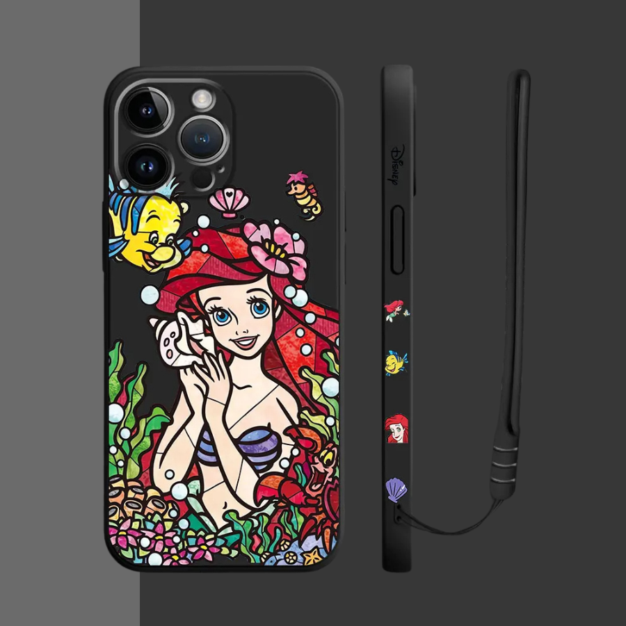 Coque iPhone Princesse Ariel - Étui de Haute Protection avec Cordon Offert