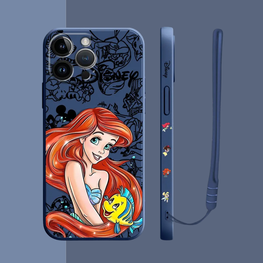 Coque iPhone Ariel et Clochette - Coque Haute Protection avec Cordonnette Offerte