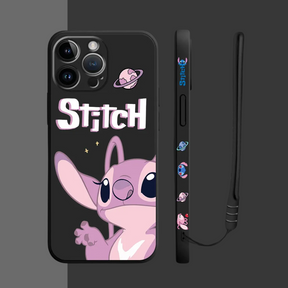 Coque iPhone Couple Stitch et Angel - Coque de Haute Protection avec Cordonnette Offerte