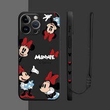 Coque iPhone Couple Disney Mickey et Minnie - Étui de Haute Protection avec Cordonnette Offerte