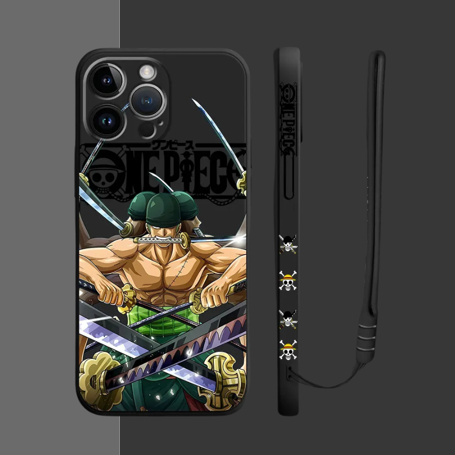 Coque iPhone One Piece Luffy et Zoro - Coque Haute Protection avec Cordonnette Offerte