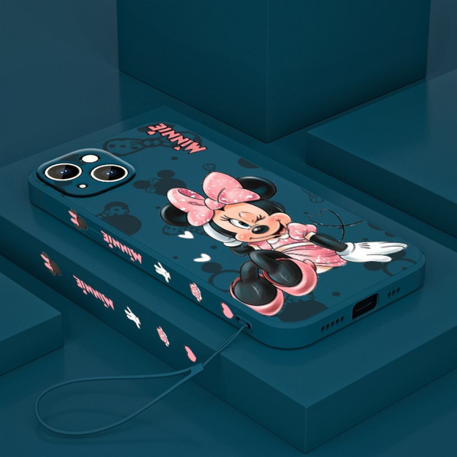 Coque iPhone Mickey et Minnie Disney - Coque de haute protection avec cordon en cadeau