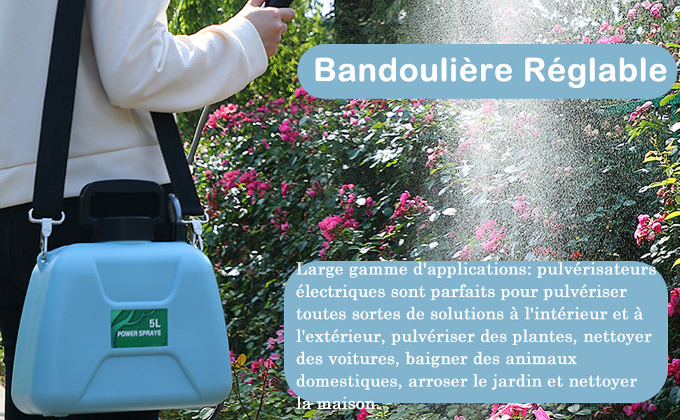 Pulvérisateur Électrique à Mains de Jardin - Protection des Plantes, Désherbage, Lavage 5L