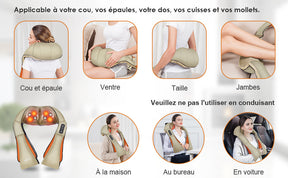 Masseur Cervical Shiatsu Chauffant - Appareil de Massage Cou, Épaules, Dos en Rotation