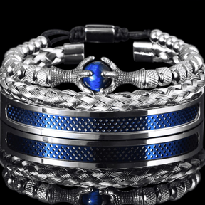 Kit de bracelets masculins; Bracelets pour hommes luxueux; Bijoux élégants pour hommes; Ensemble de bracelets tendance; Style raffiné pour hommes; Bracelets masculins en acier inoxydable; Accessoires de mode pour hommes; Cadeau parfait pour hommes; Bracelets en cuir et métal; Kit de bijoux pour hommes; Accessoires masculins sophistiqués; Mode masculine avec bracelets; Bracelets pour un look chic et moderne; Ensemble de bracelets en or et argent;