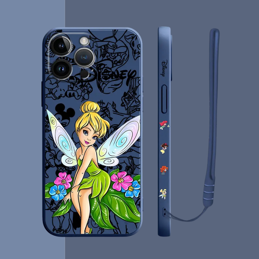 Coque iPhone Ariel et Clochette - Coque Haute Protection avec Cordonnette Offerte