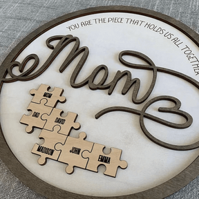 Plaque de puzzle 'Maman, tu es le morceau qui nous unit