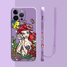 Coque iPhone Princesse Ariel - Étui de Haute Protection avec Cordon Offert